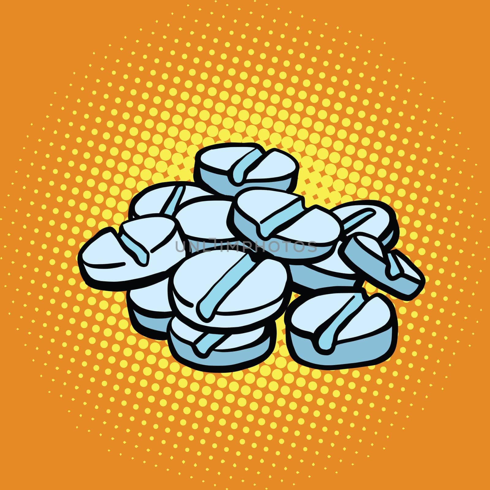 white medical pills pop art retro comic book vector illustration