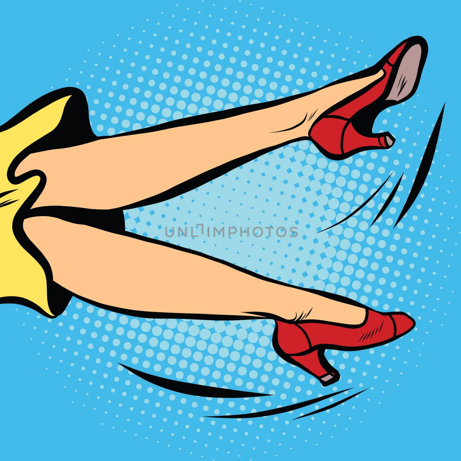 the woman falls or waving his legs, pop art retro vector illustration
