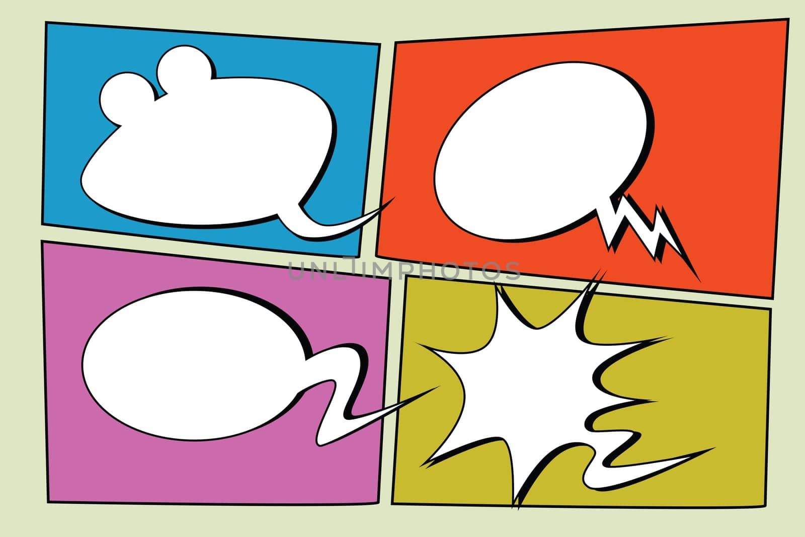 Set cartoon cloud bubble pop art retro vector illustration