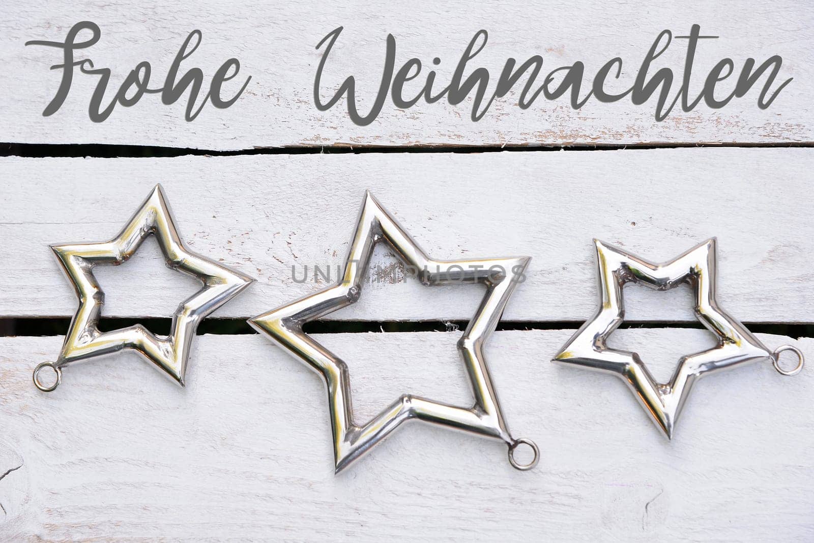 Merry Christmas Christmas Stars Natural Decoration on White Wood Background