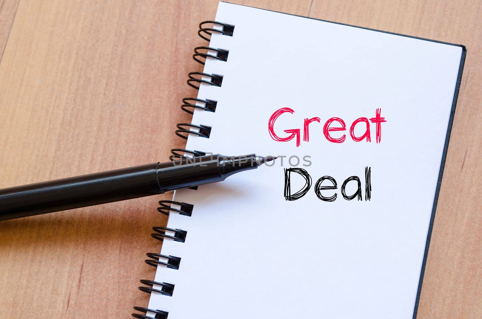 Great deal text concept write on notebook