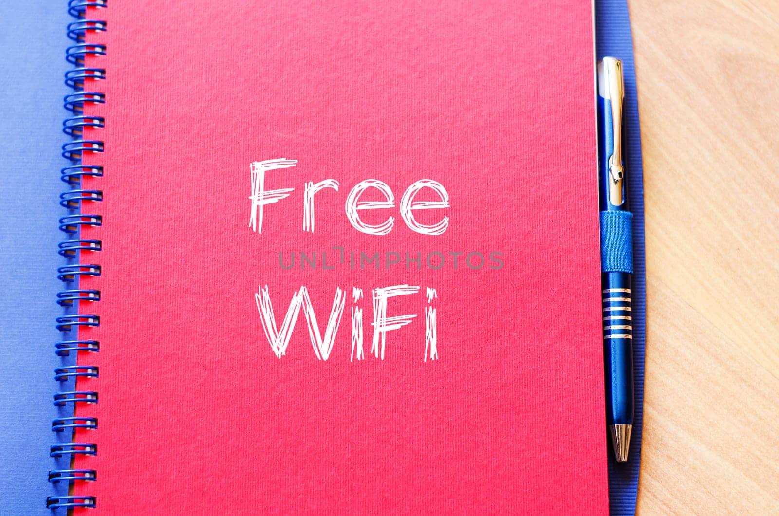 Free wifi text concept write on notebook