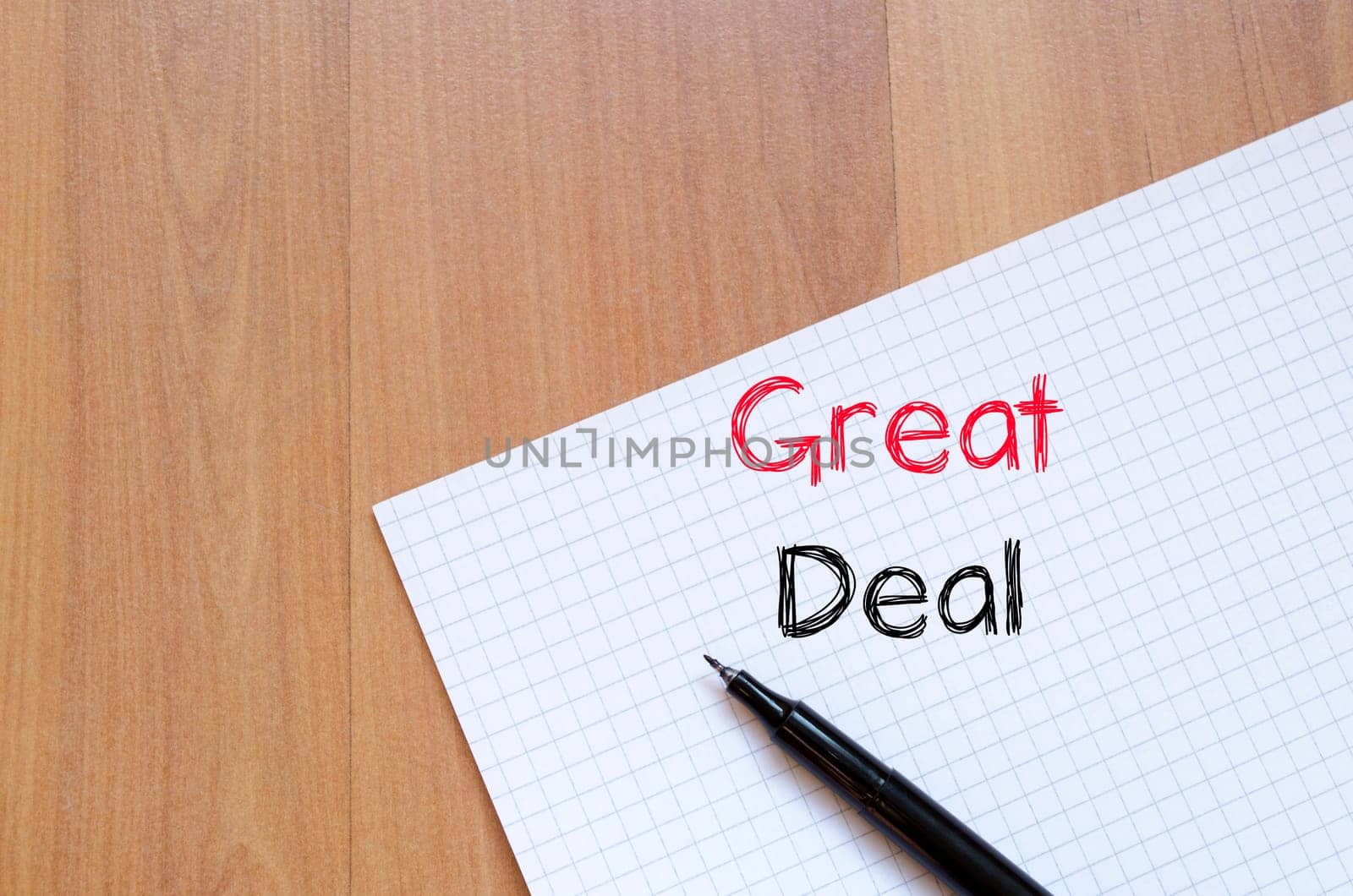 Great deal text concept write on notebook