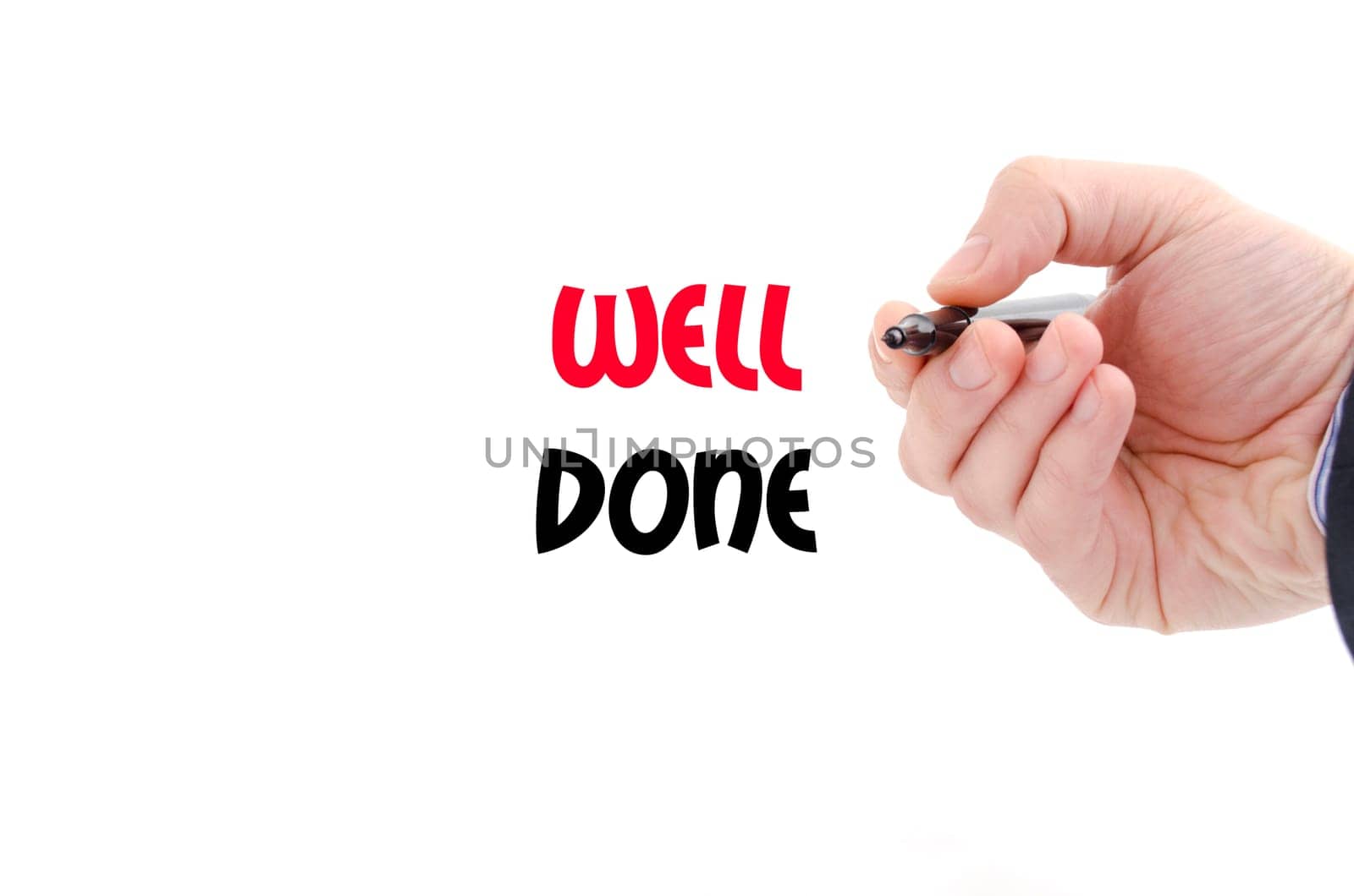 Well done text concept isolated over white background