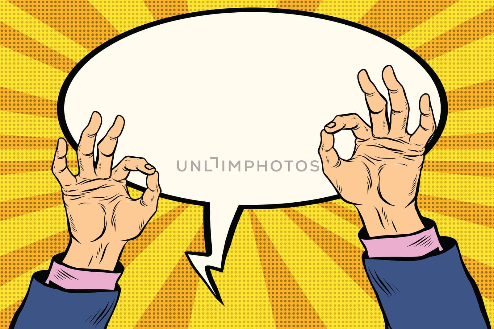 OK gesture hand okay, pop art retro comic book illustration