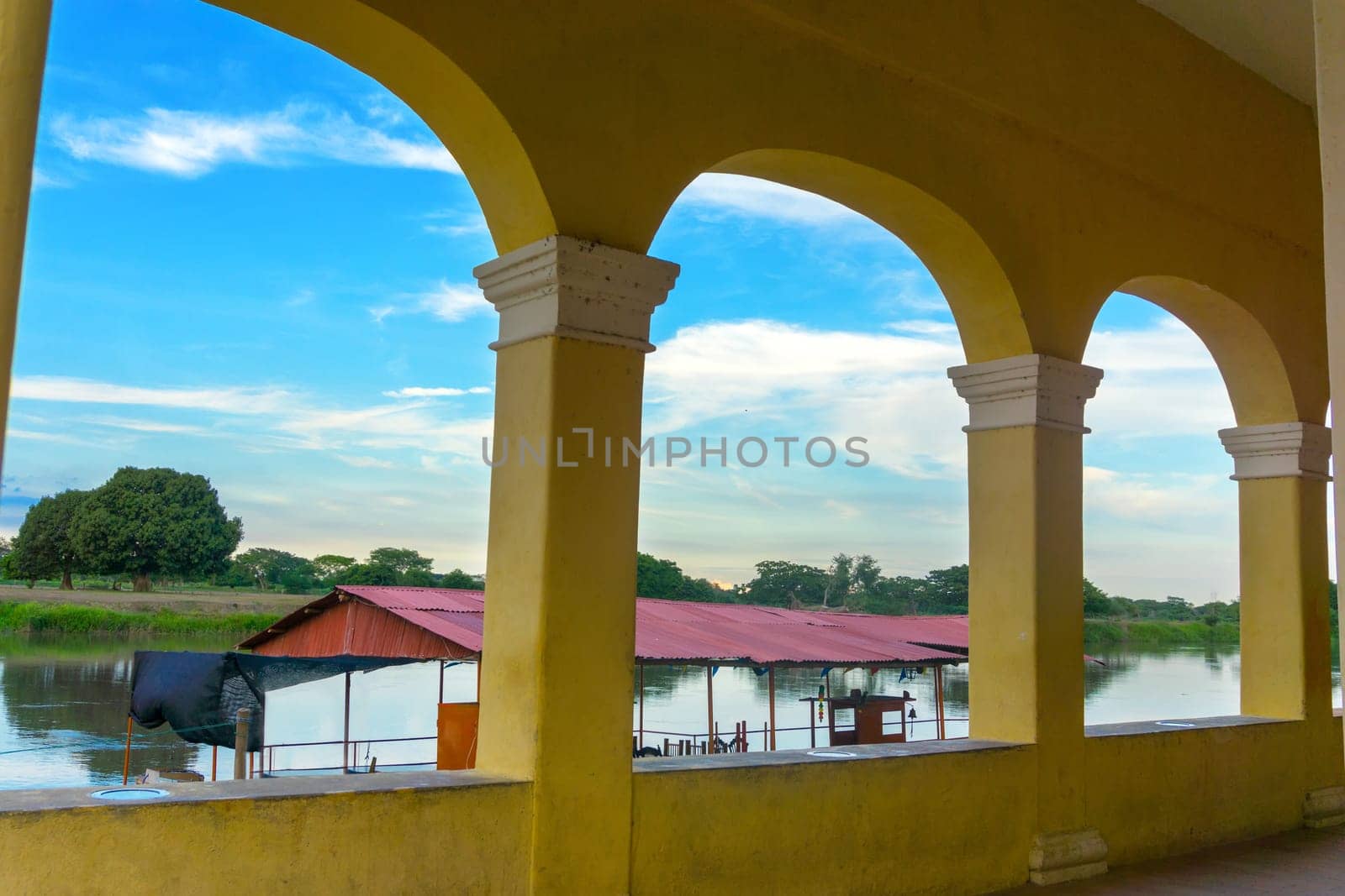 View of the waterfront in Mompox, Colombia