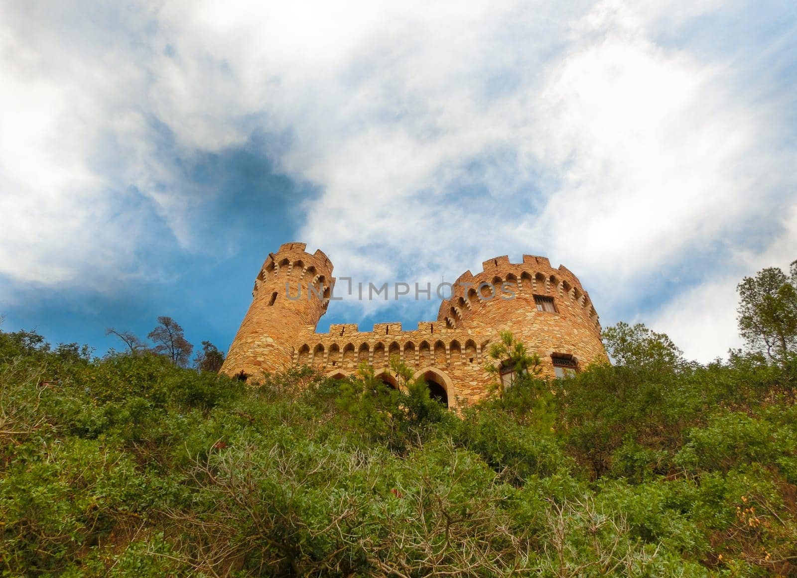 Lloret de Mar, Spain - September 14, 2015: Lloret de Mar Castell Plaja at Sa Caleta beach in costa Brava of Catalonia Spain