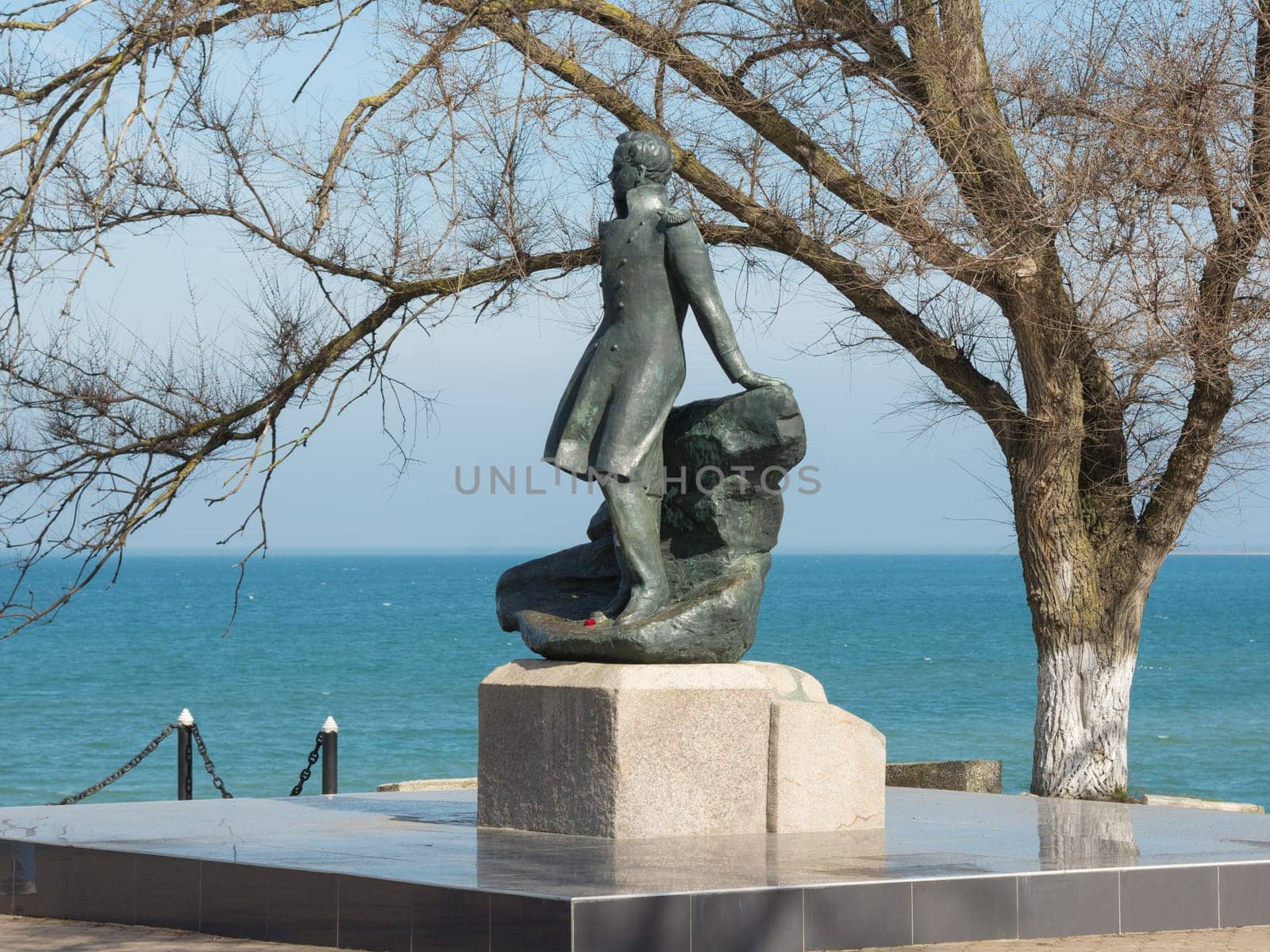 Taman, Russia - March 8, 2016: Mikhail Lermontov Monument in Taman, located on the shore of the Azov Sea