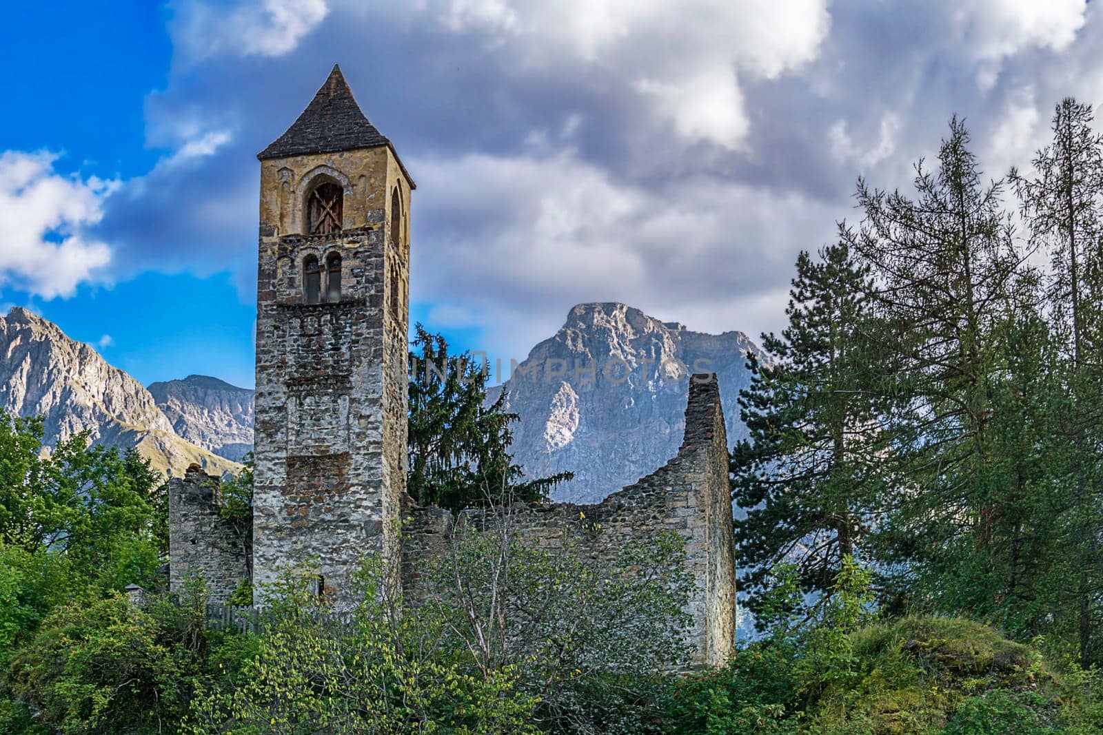 Ruins of Baseglia San Peder in Sent GR