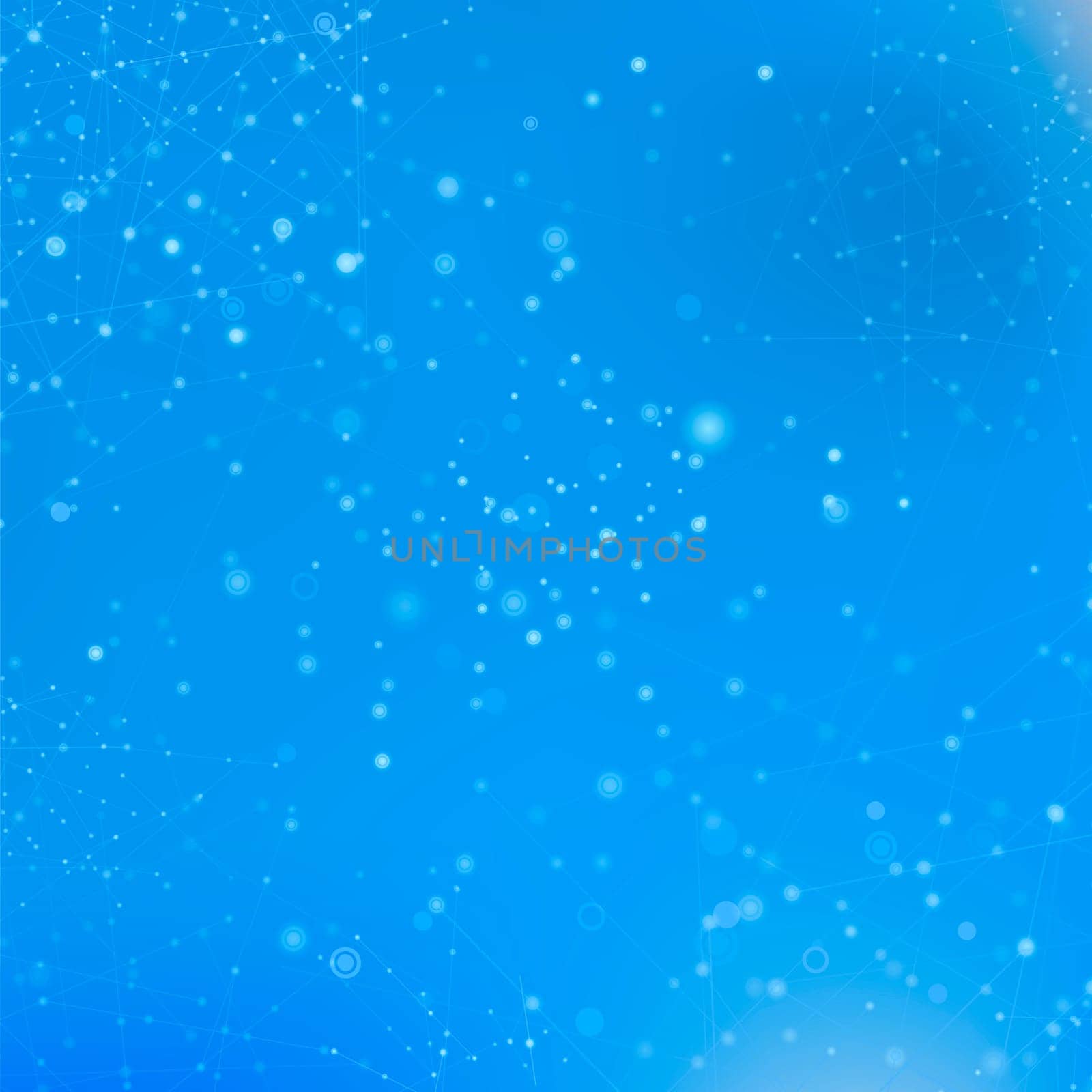 Blue Technology Background with Particle, Molecule Structure. Genetic and Chemical Compounds. Communication Concept. Space and Constellations.
