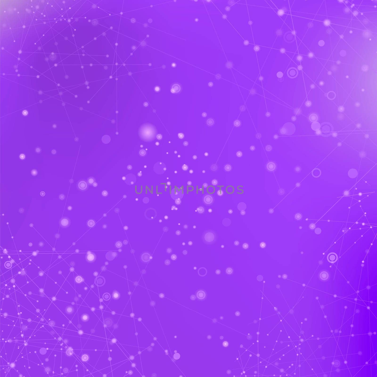 Purple Technology Background with Particle, Molecule Structure. Genetic and Chemical Compounds. Communication Concept. Space and Constellations.