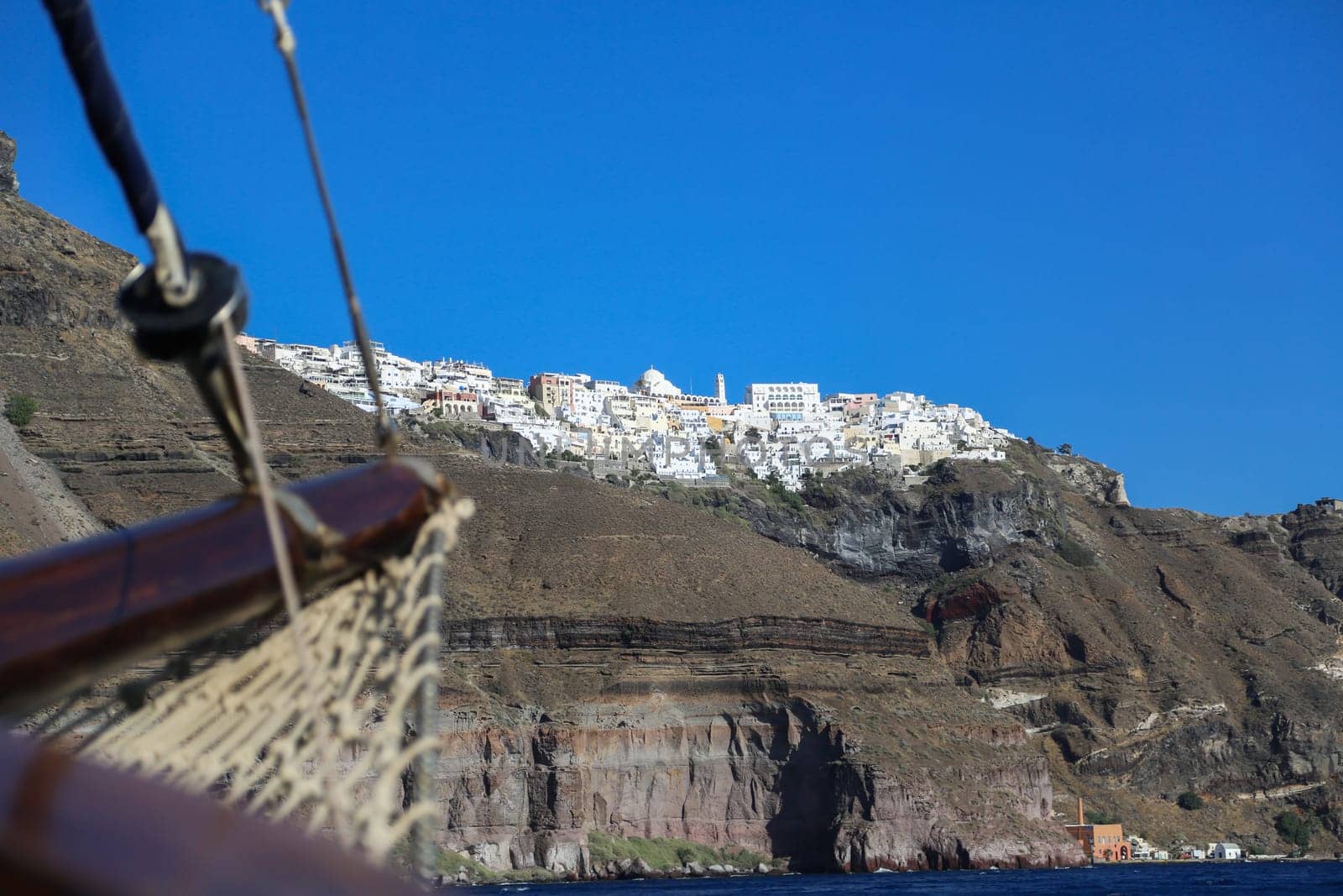 The volcanic island Nea Kameni in Santorini, Greece