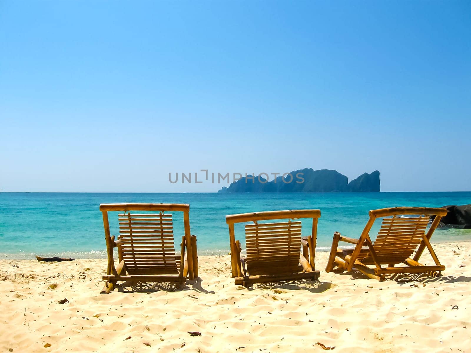 Tropical landscape. Railay beach, Krabi, Thailand. View of the rock and beach