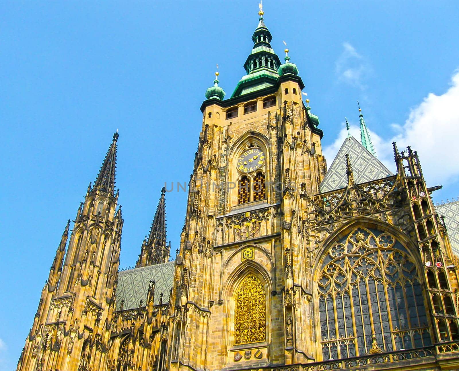 The Cathedral of Saints Vitus, Wenceslaus and Adalbert, a gothic Roman Catholic metropolitan cathedral in Prague.