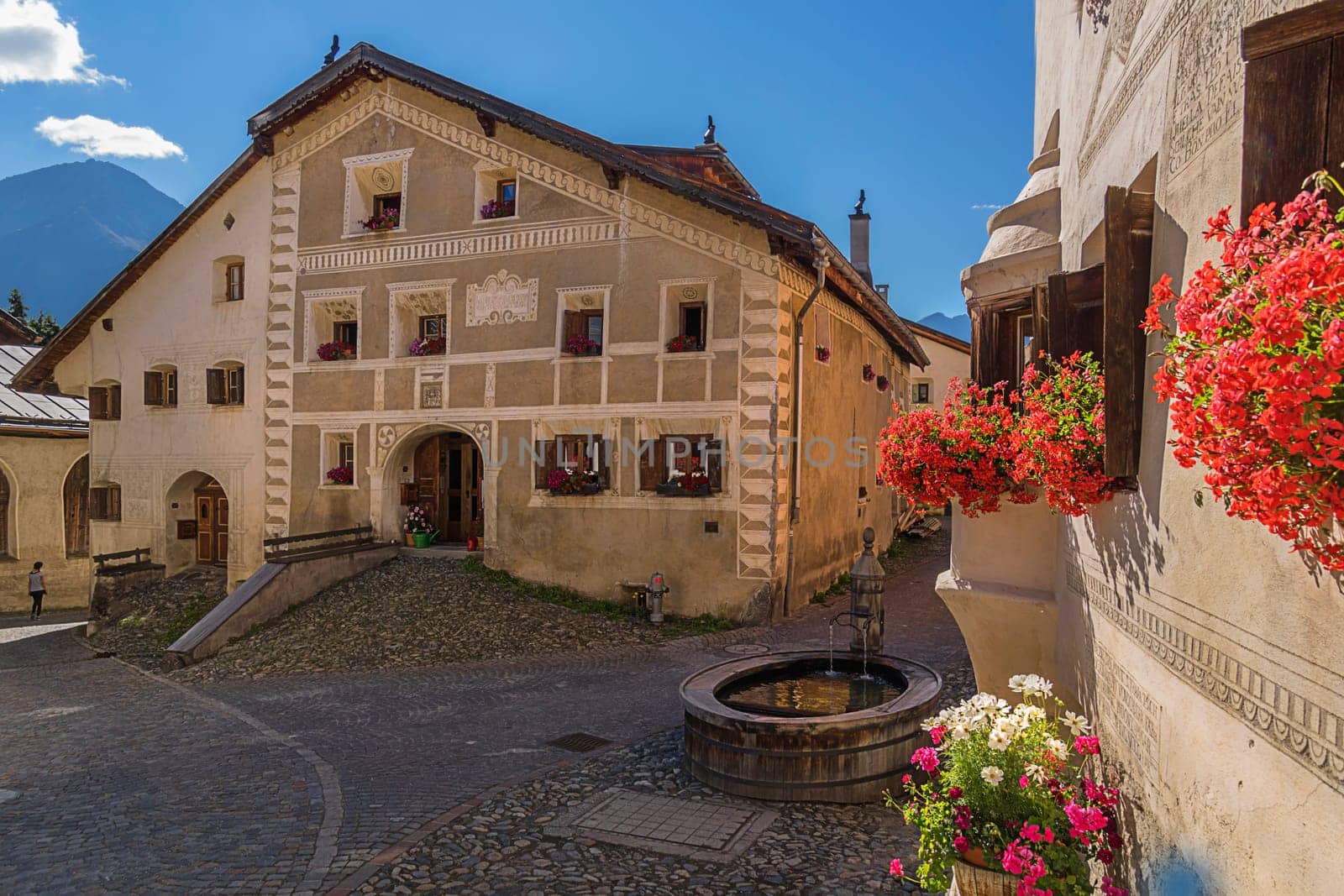 Guarda village square with fountain