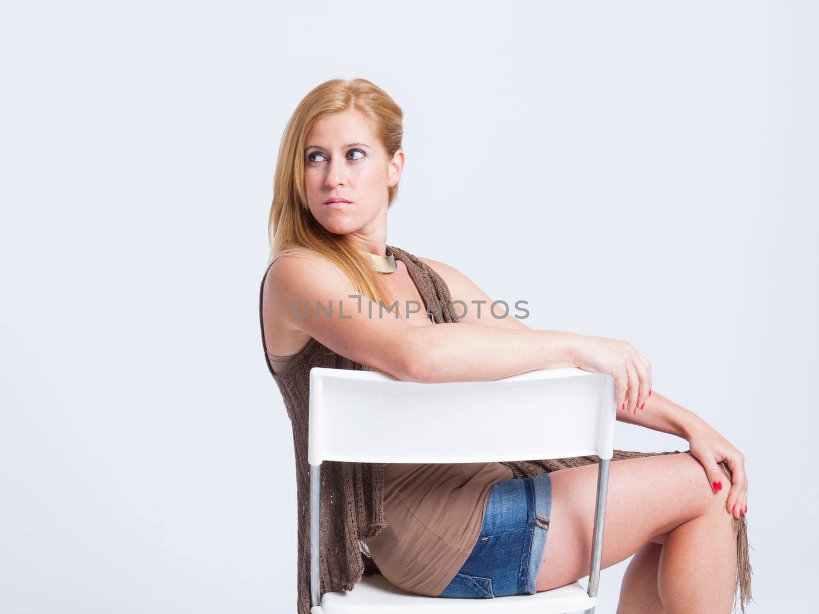 real girl in natural poses during a shooting