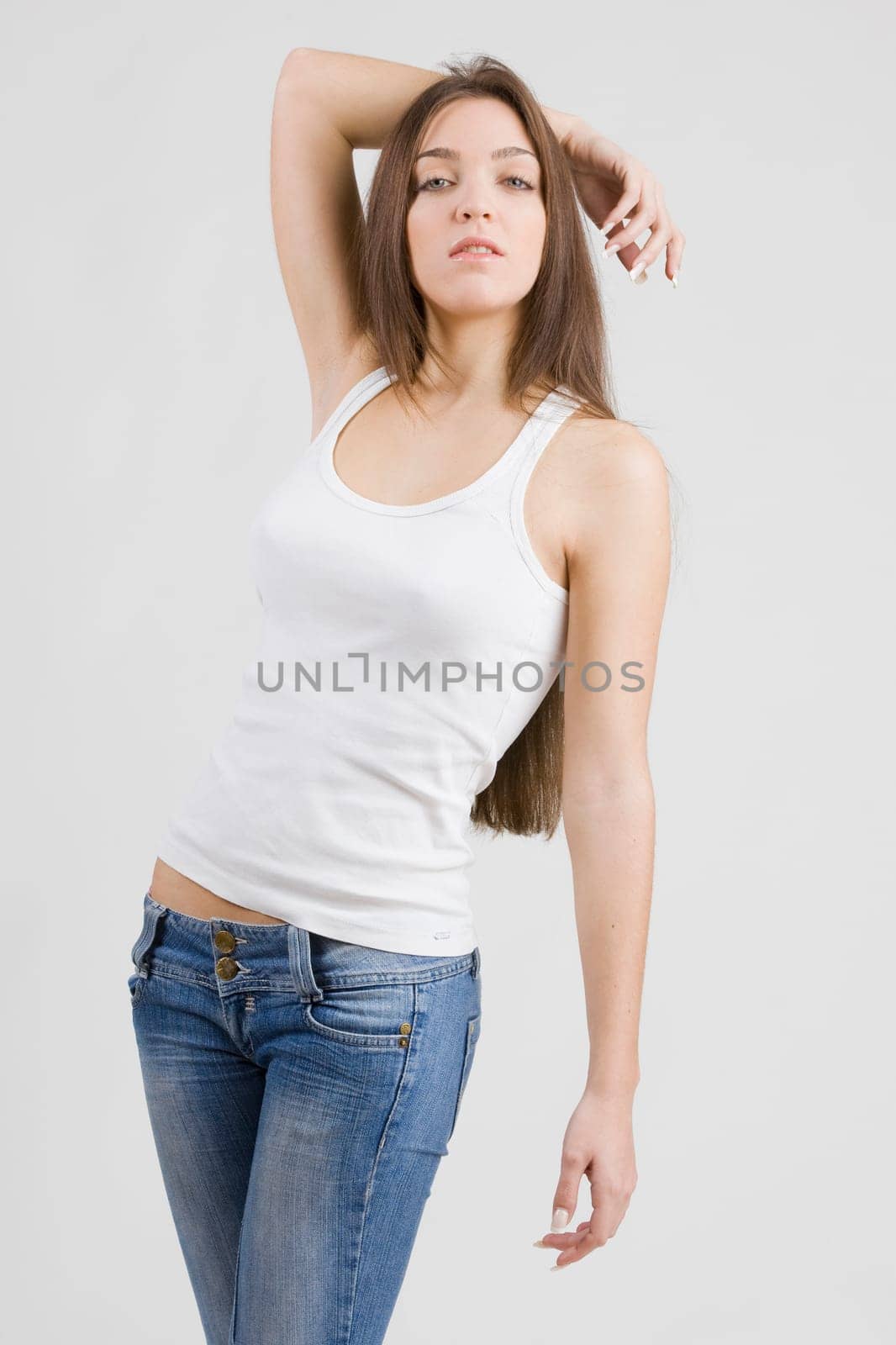 real girl in natural poses during a shooting