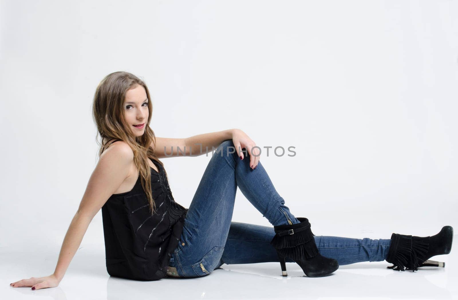 real girl in natural poses during a shooting
