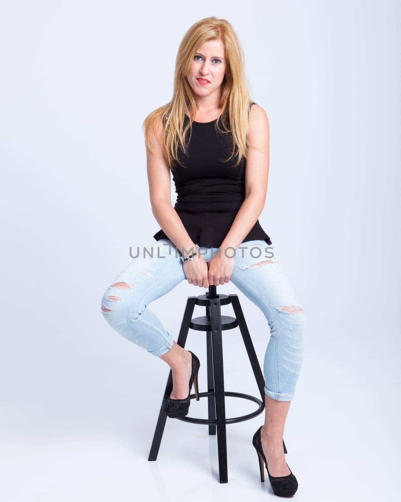 real girl in natural poses during a shooting