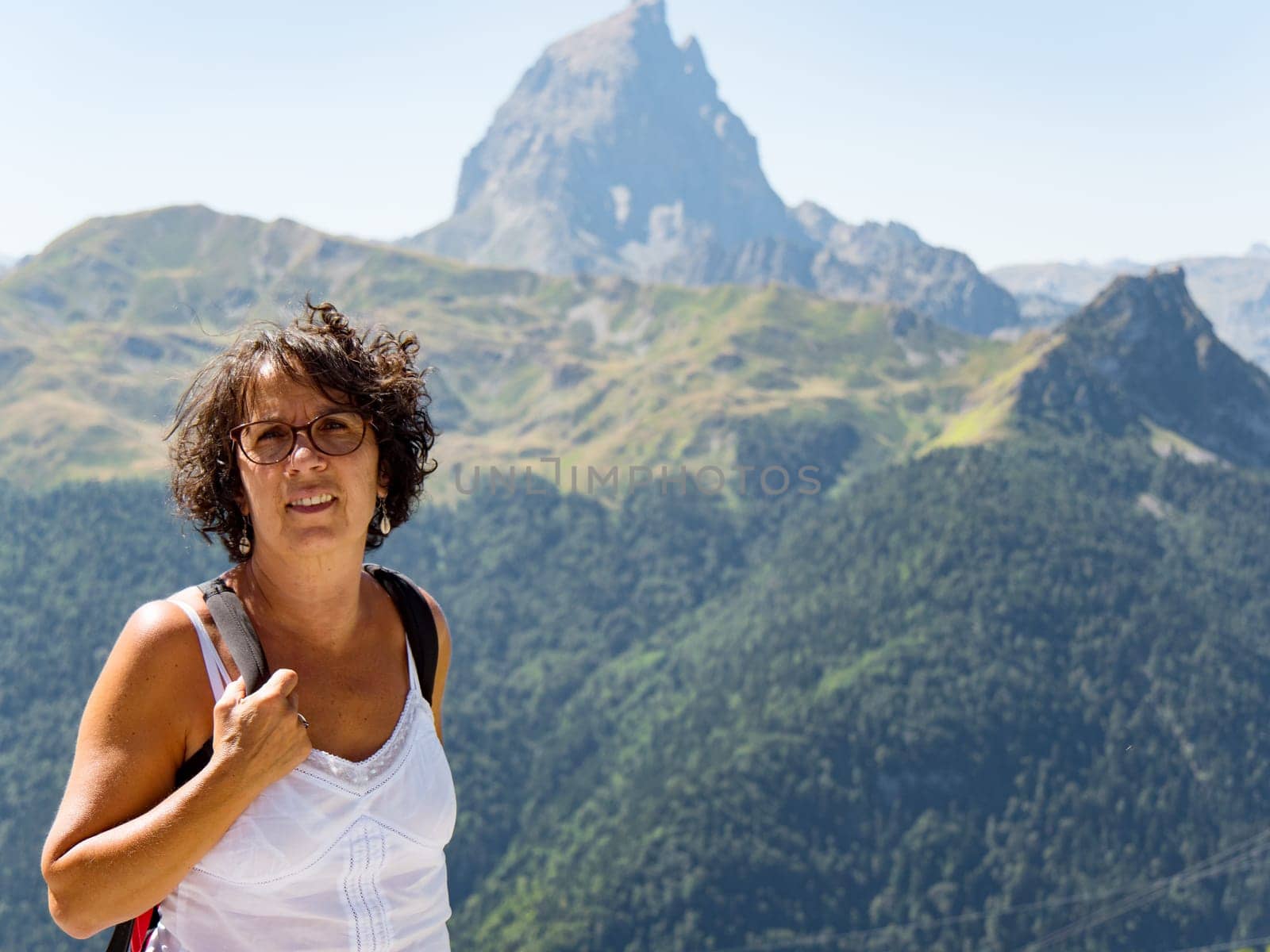 a mature woman hiker in Pyrenees mountains