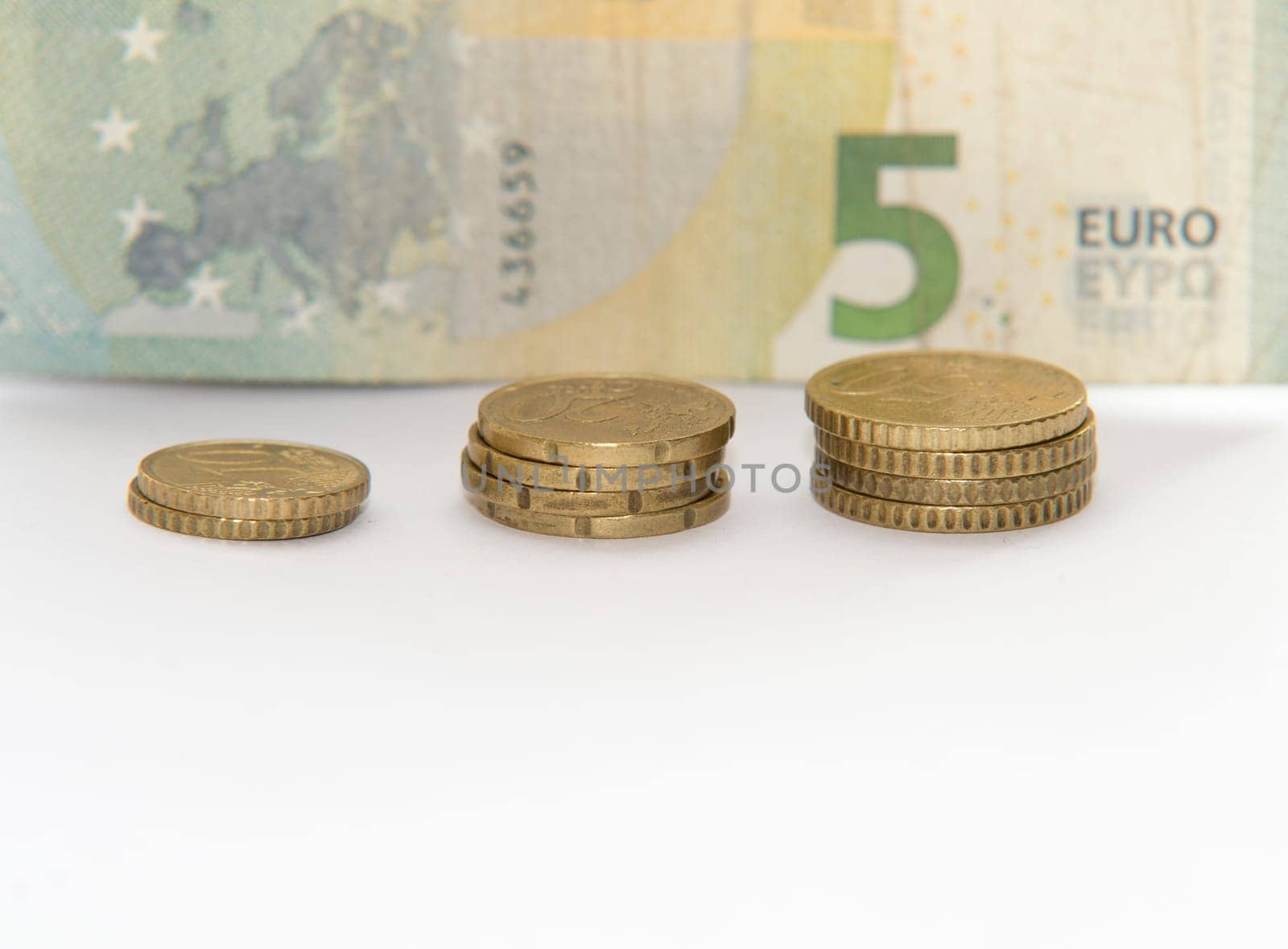close up of euro currency. coins,banknotes and calculator
