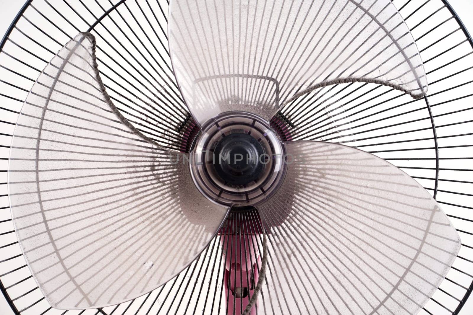 dirty electric fan cause of allergy on white background