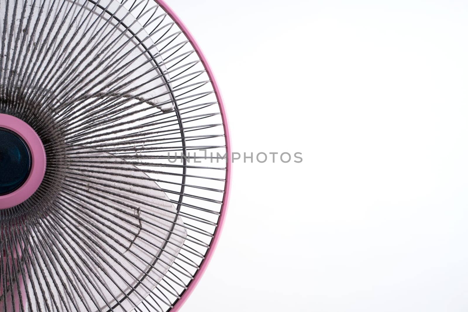 dirty electric fan cause of allergy on white background