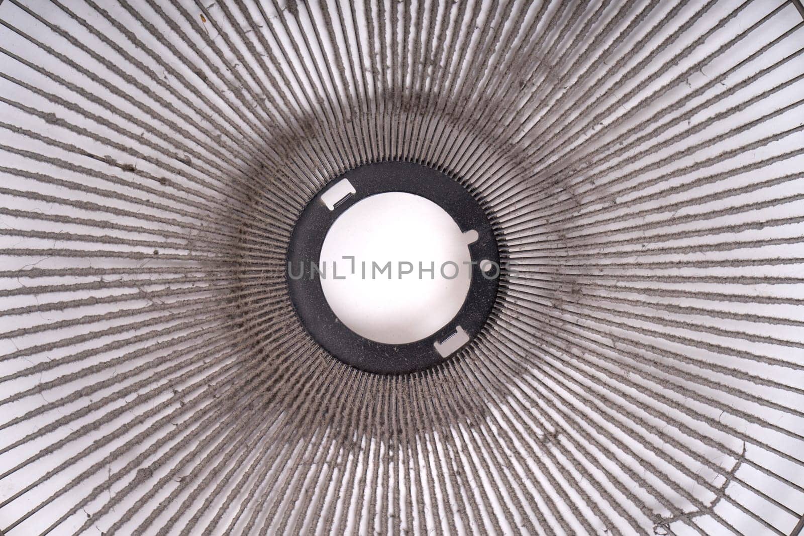 dirty electric fan cause of allergy on white background