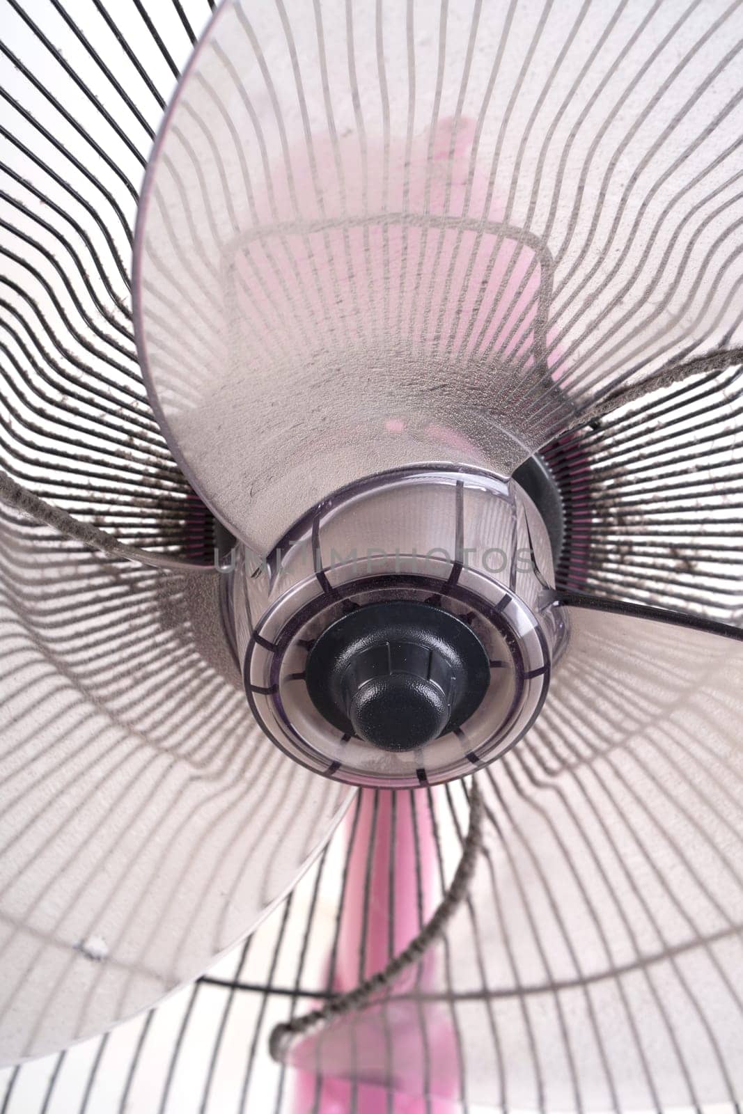 dirty electric fan cause of allergy on white background