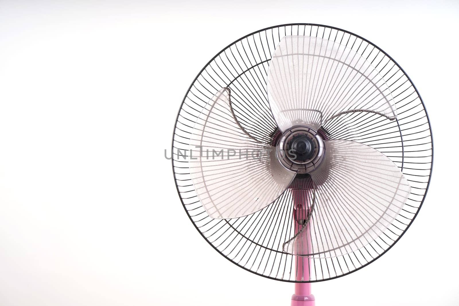 dirty electric fan cause of allergy on white background