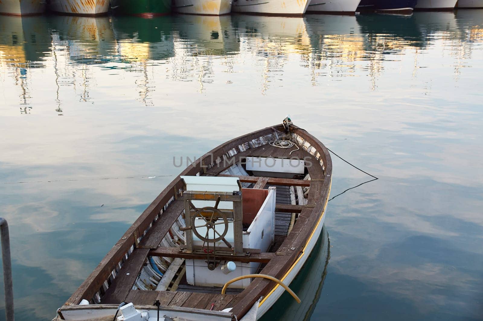 Wooden boat vintage type on the offshore berth