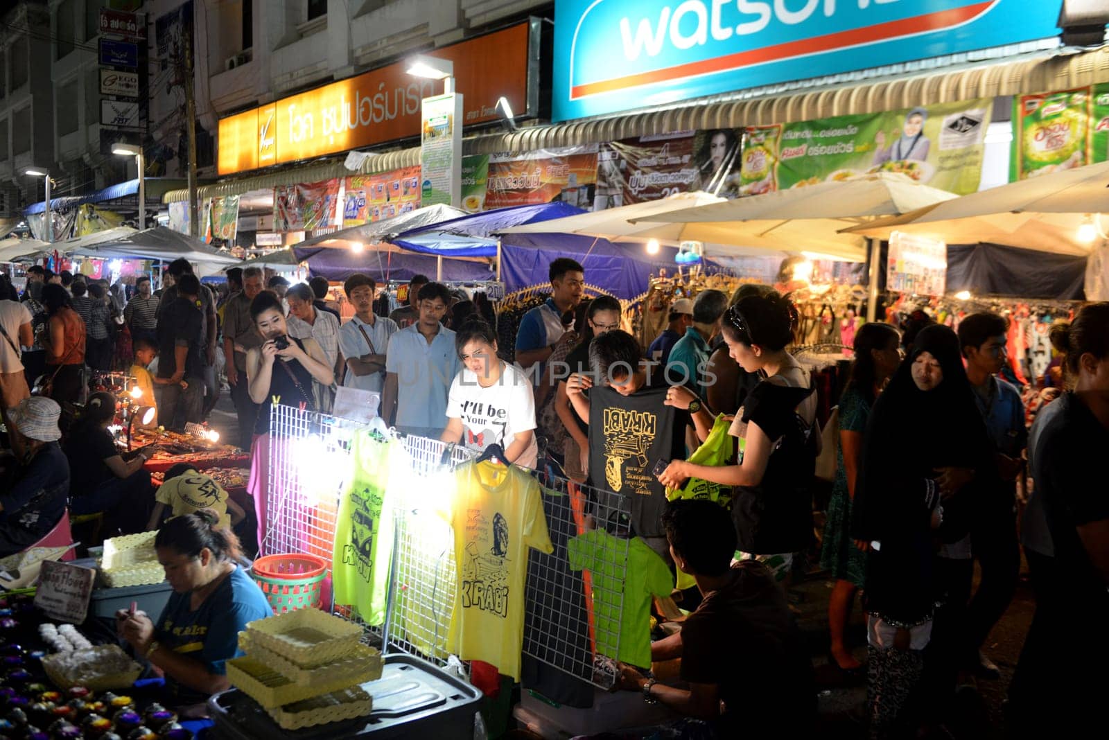 the Nightmarket in the City of Krabi on the Andaman Sea in the south of Thailand.