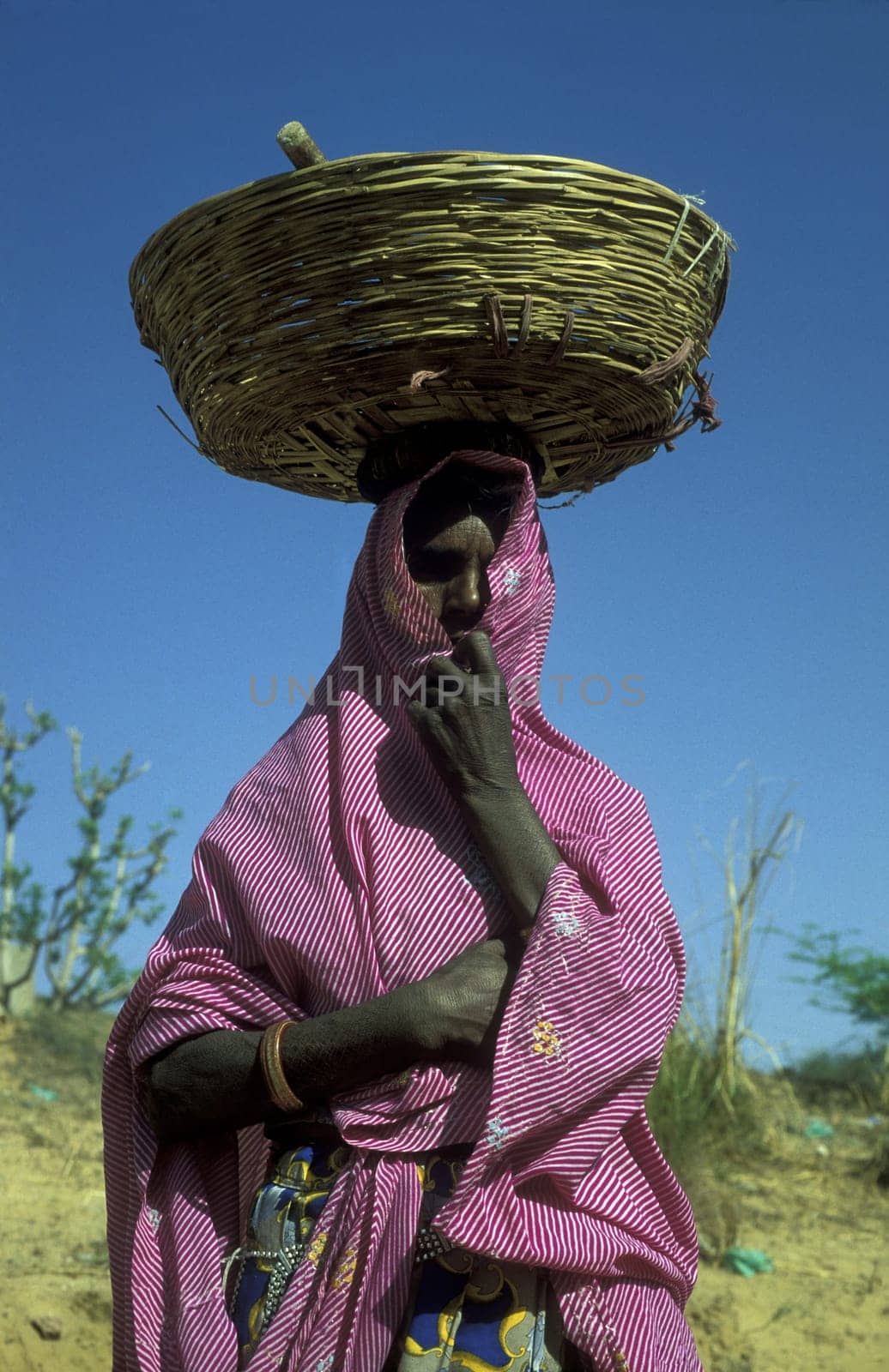 a women in the town of Jaisalmer in the province of Rajasthan in India.