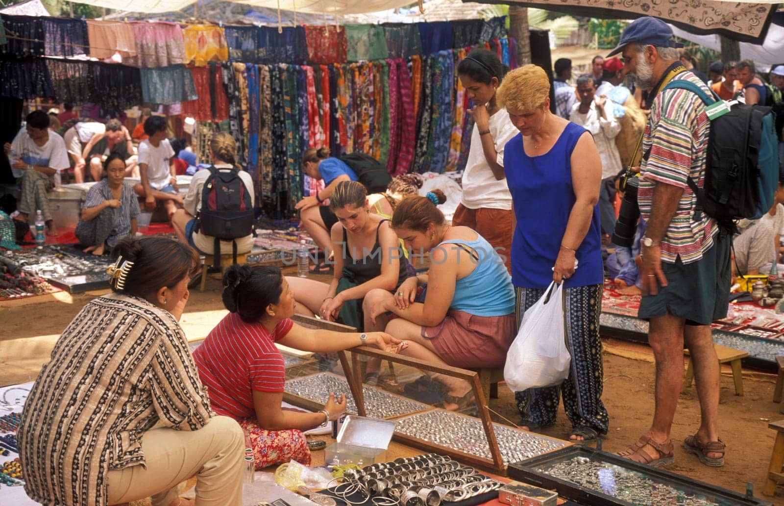 the Market in the Village of Anjuan in the province of Goa in India.