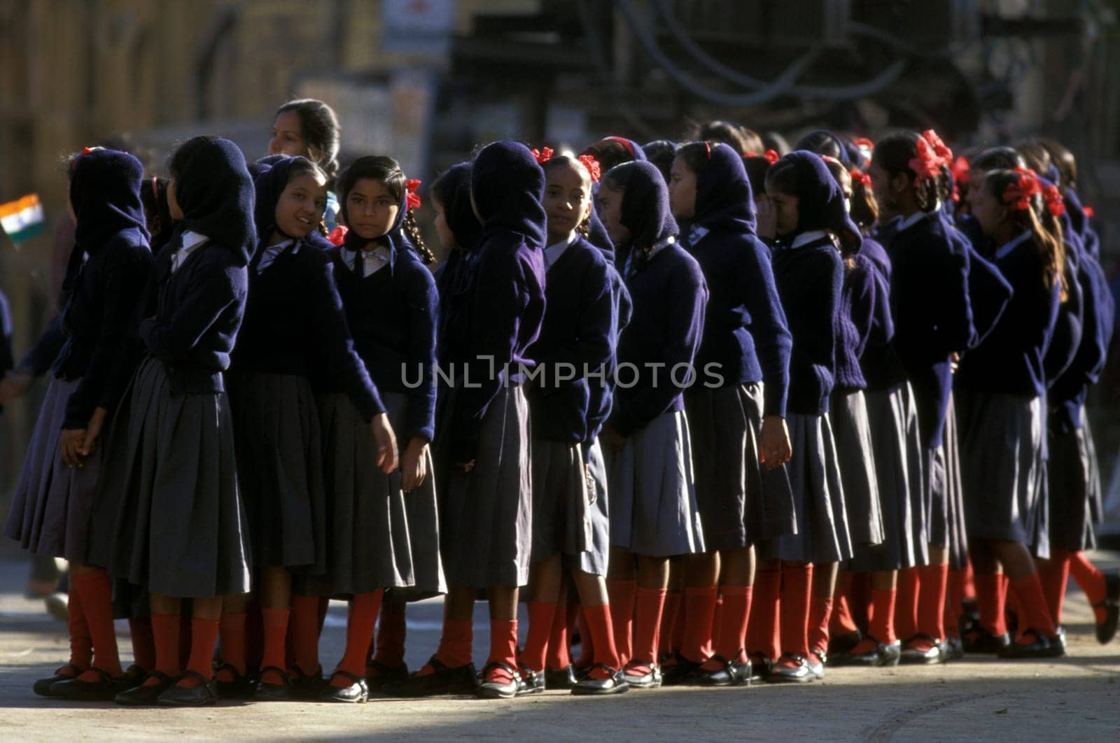 Schoolchildern in the town of Jaisalmer in Rajasthan in India.