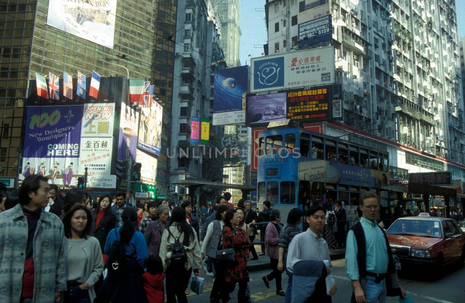 the road scene in central Hong Kong in the south of China in Asia.