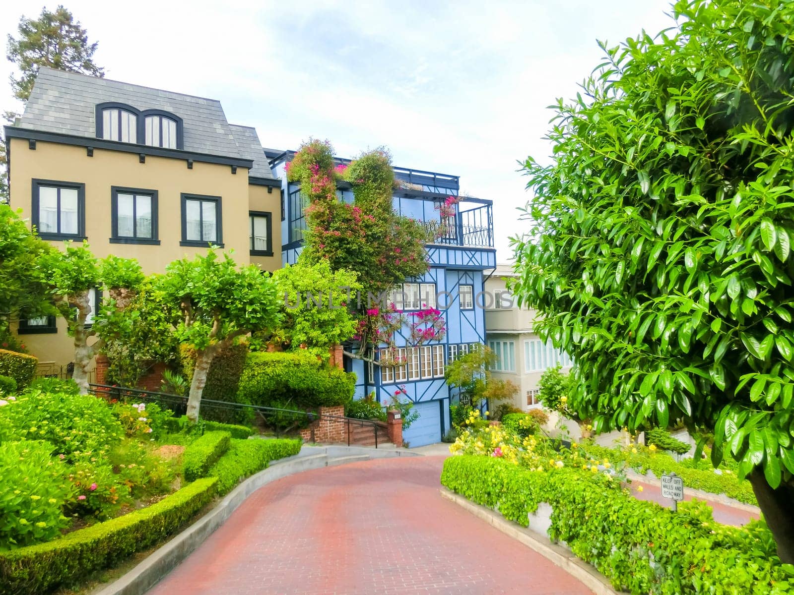 View of Lombard Street in San Francisco ,California, USA. Lombard street is crookedest street in the world.