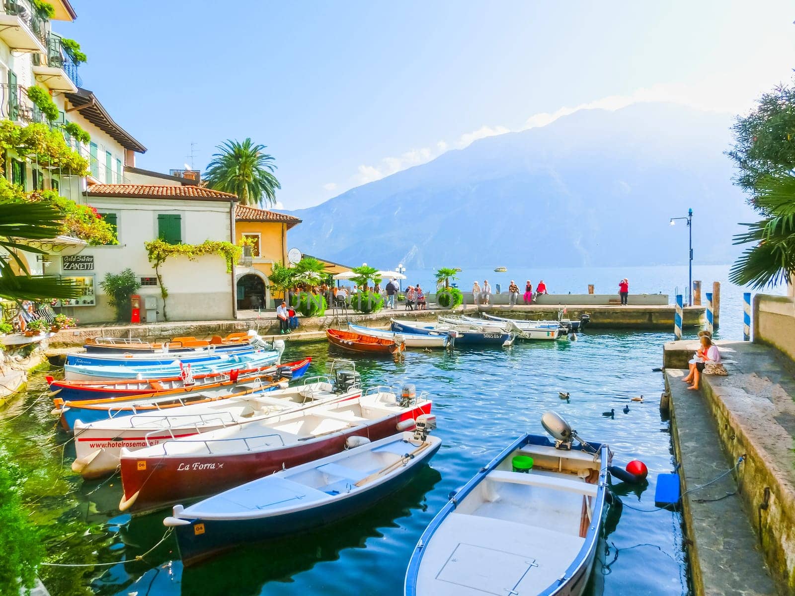 Limone sul Garda, Italy - September 21, 2014: The famous Village of Limone sul Garda on Lake Garda, Italy