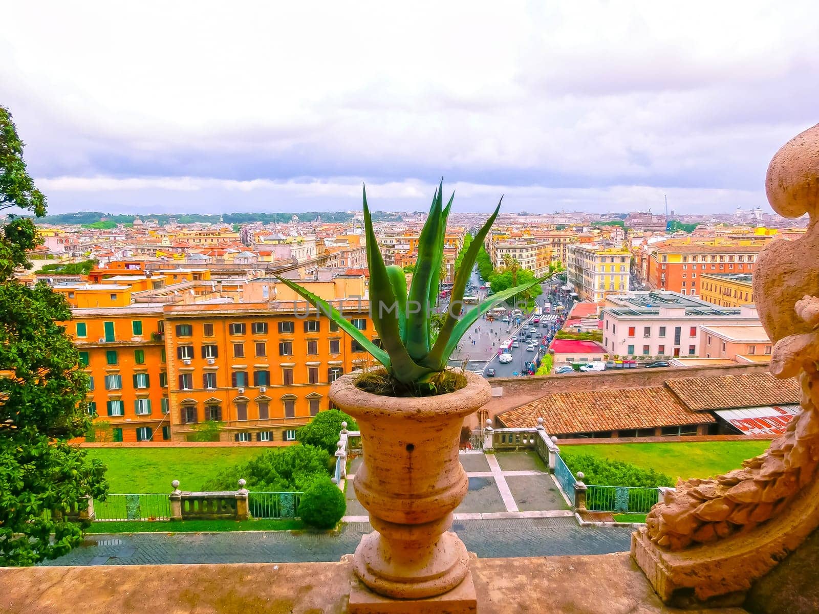 The view of Rome from Vatican Museum in Italy
