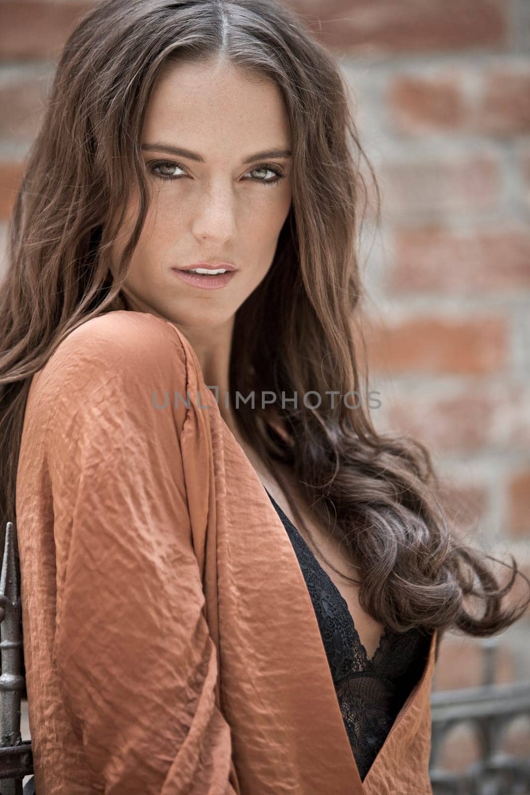Woman with brown dress