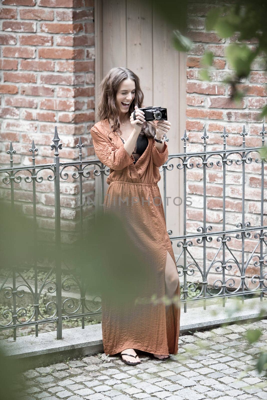 Woman with brown dress