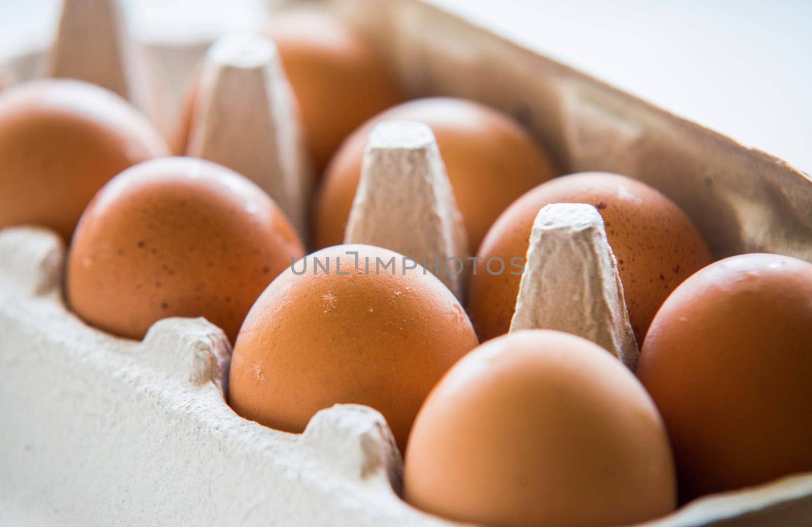 chiken eggs packed in a box.