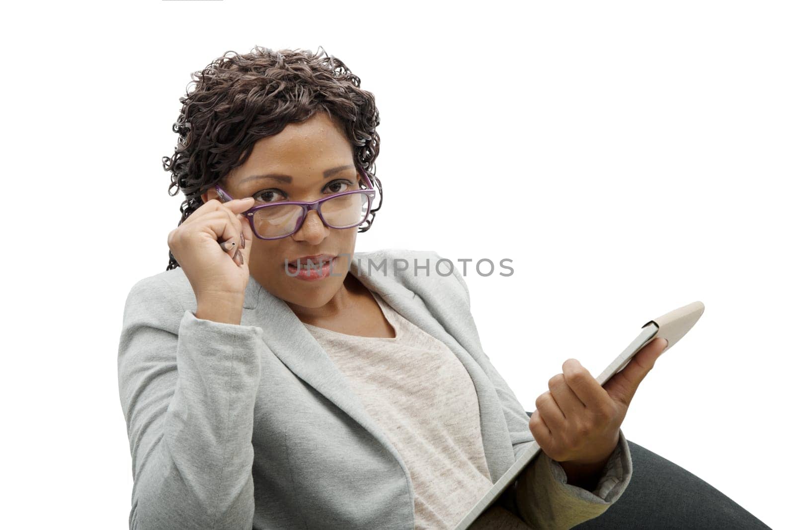 portrait of an african american businesswoman with glasses