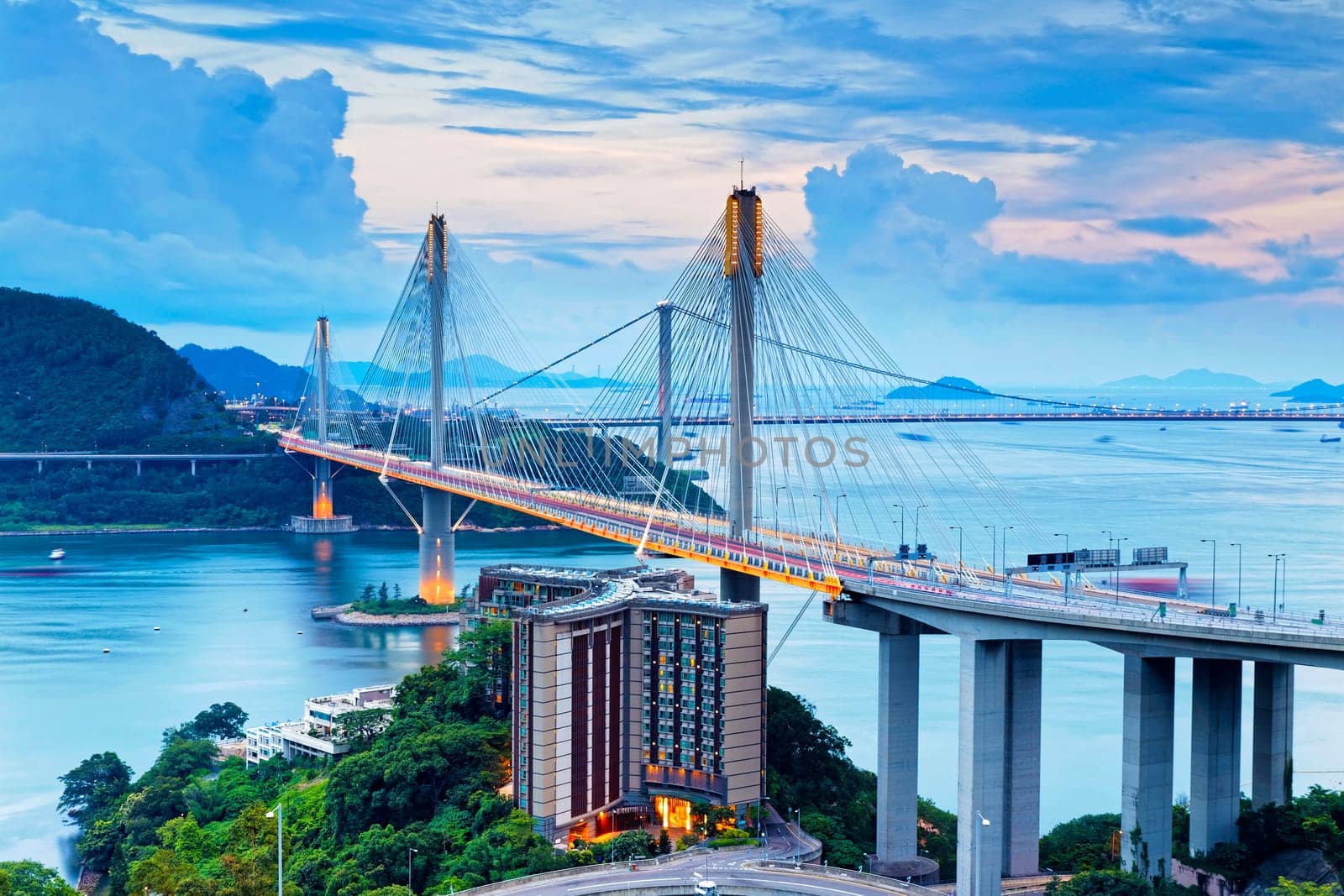 Hong kong traffic highway , Ting Kau Bridge