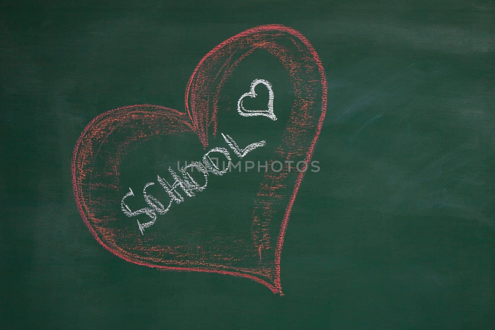 red heart on green school tabilu titled School