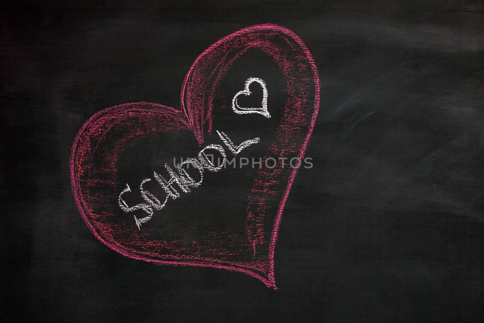 red heart on black school tabilu titled School