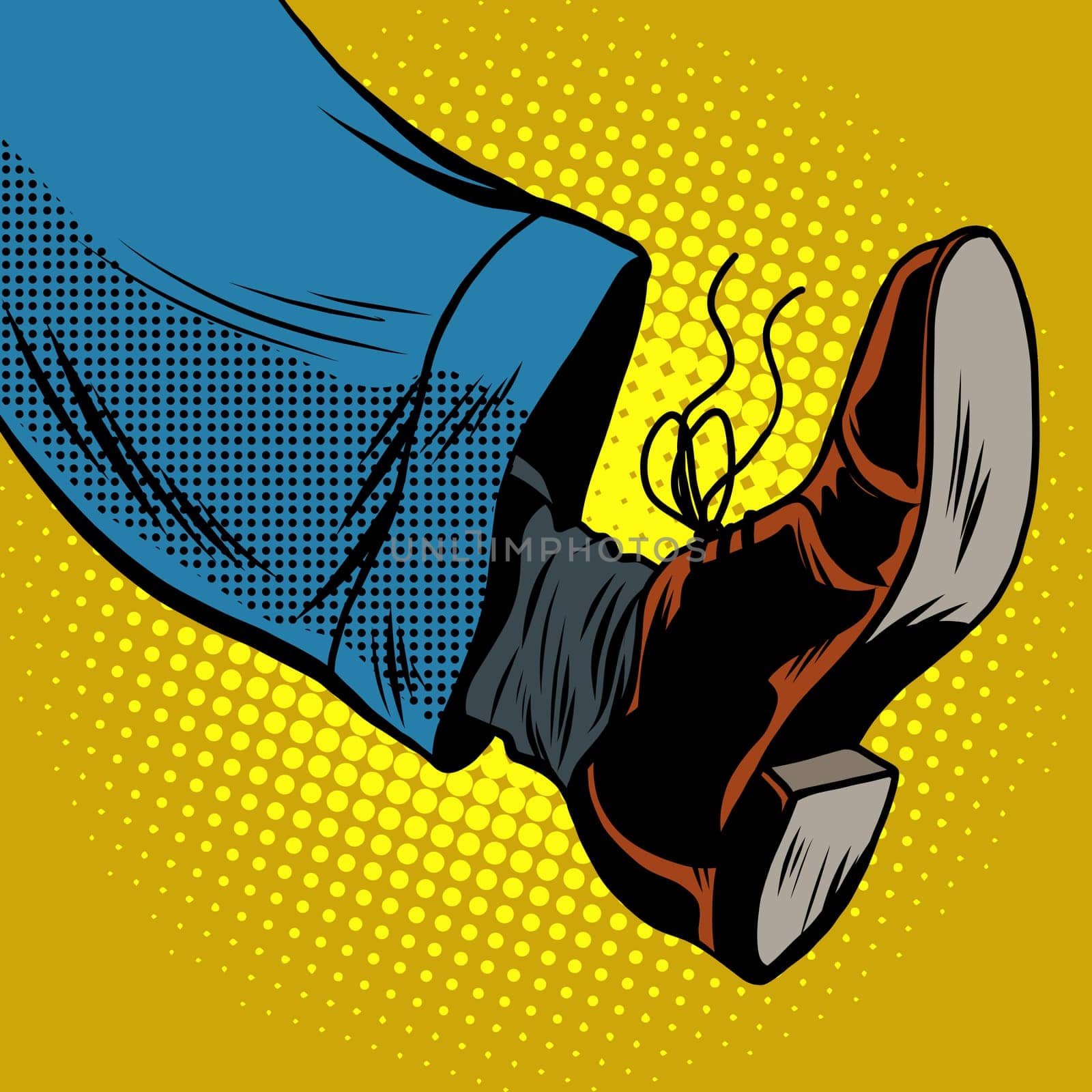 Human foot with Shoe, pop art retro vector illustration, take a step