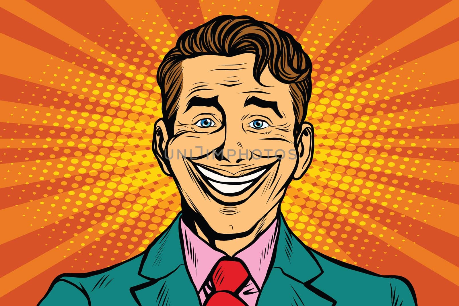 big fake smile, pop art retro vector illustration. Clown face