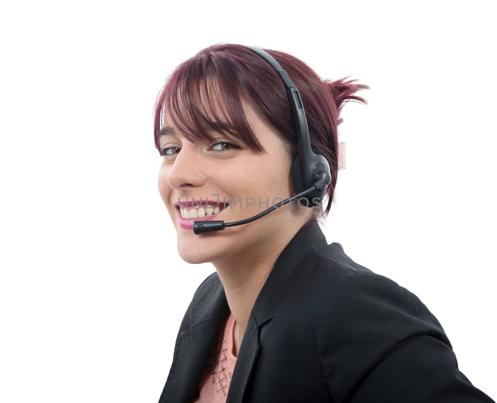 a beautiful business customer service woman with headset