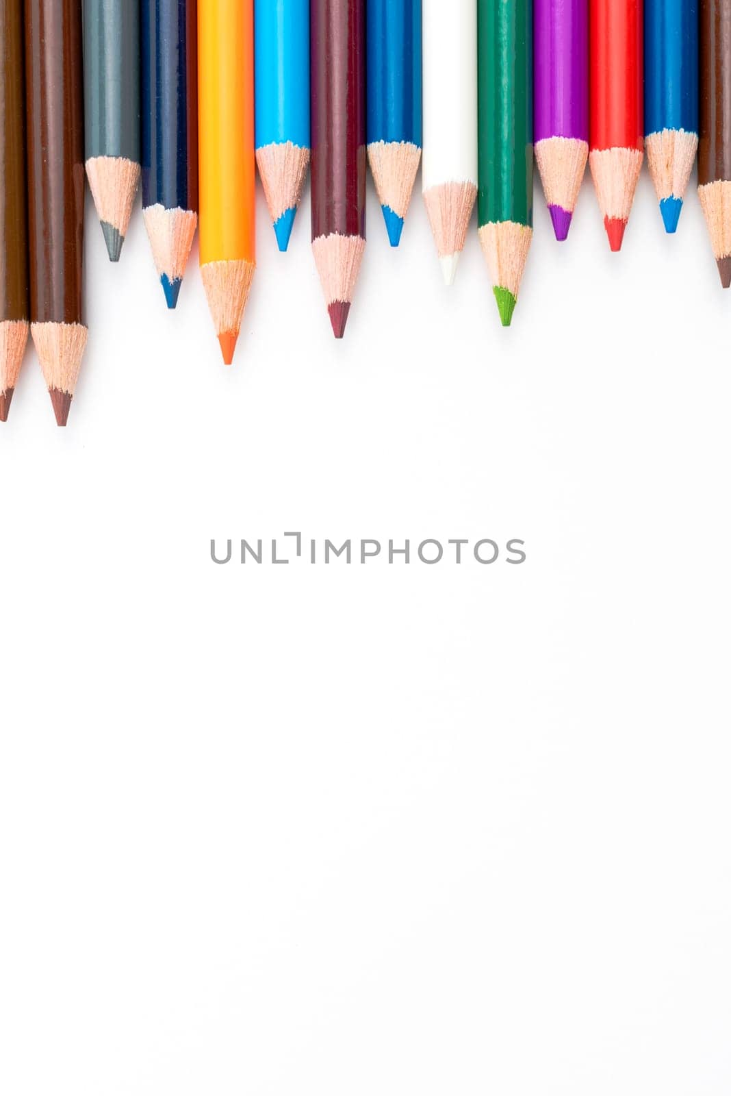 Colouring pencils isolated on white background,education concept image with copy space available